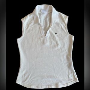 Lacoste Women's White Sleeveless Polo Top size 38,(S)in like new condition